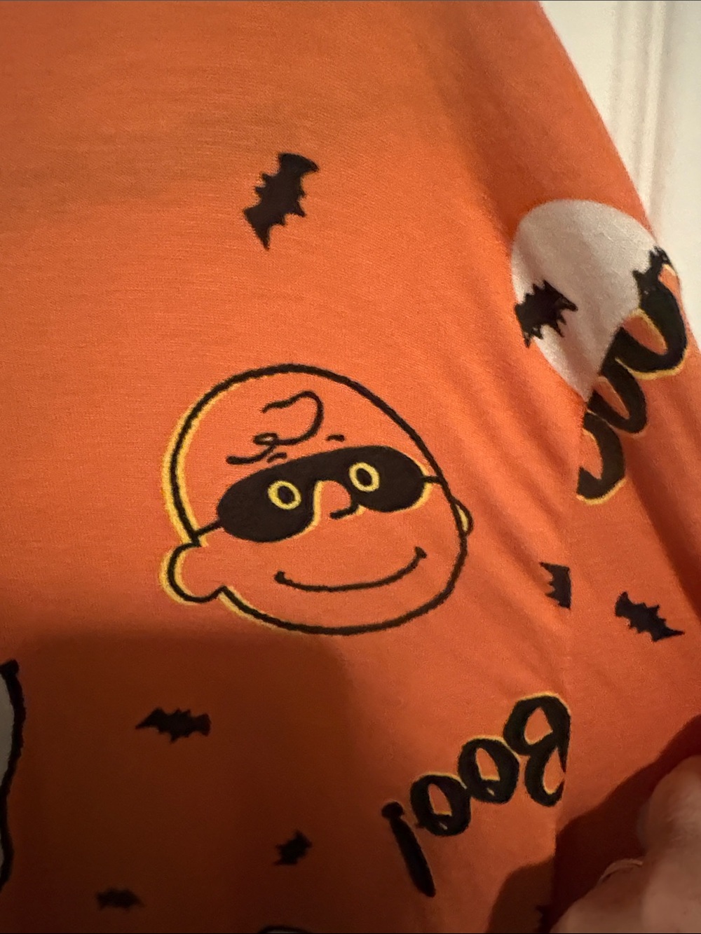 Peanuts Orange Long Sleeve Halloween Ghost & Pumpkin Print Top - Picture 4 of 5